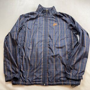 VTG Nike Sportswear Plaid Track Jacket Windbreaker Men's XL Orange Navy Blue